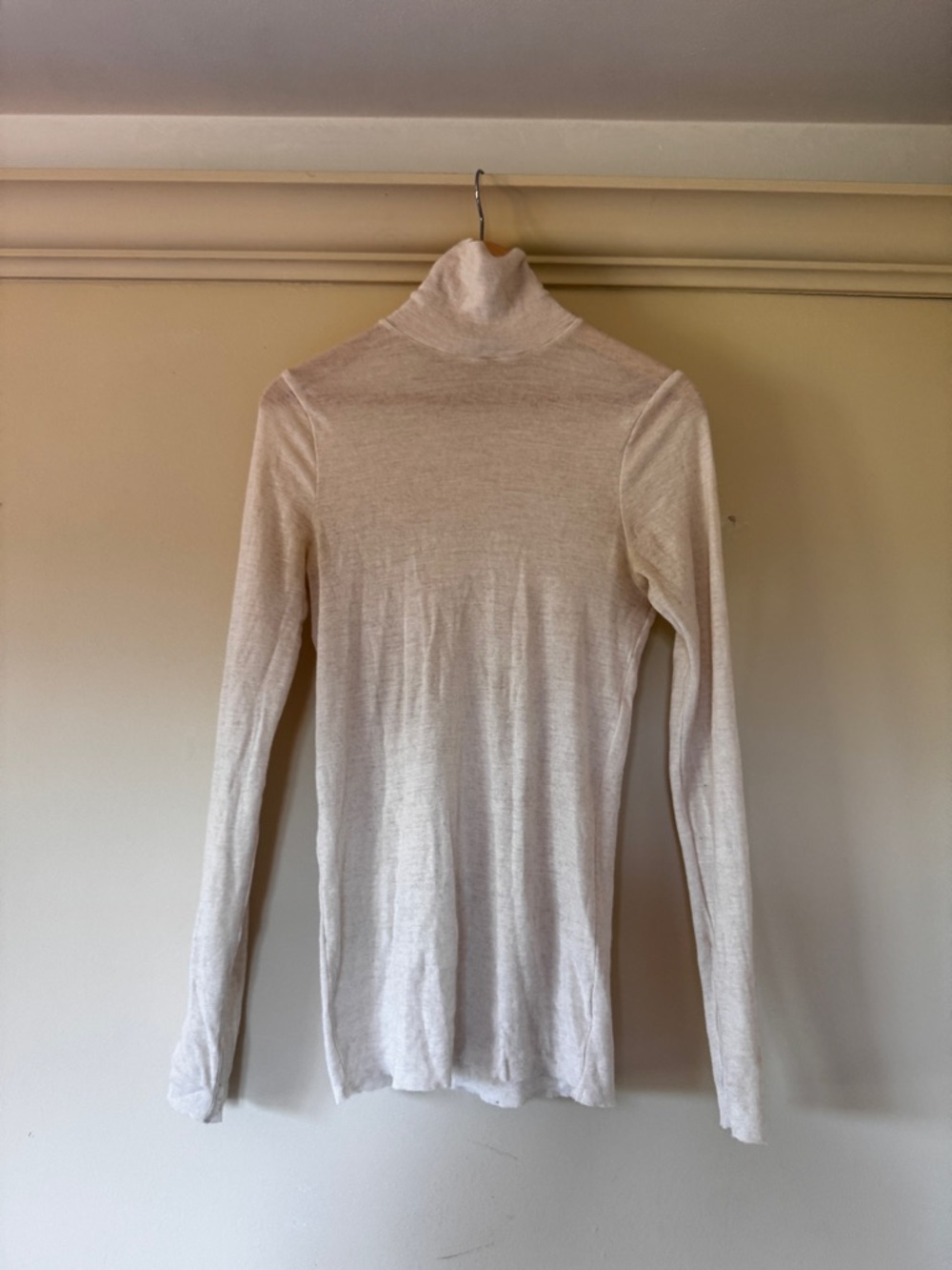 COS 100% Merino Wool Turtleneck Top Off White Size L